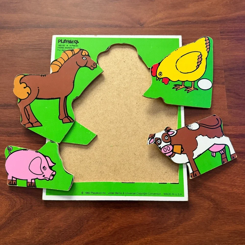 Playskool 1982 Vintage Farm Animals Puzzle Made in USA